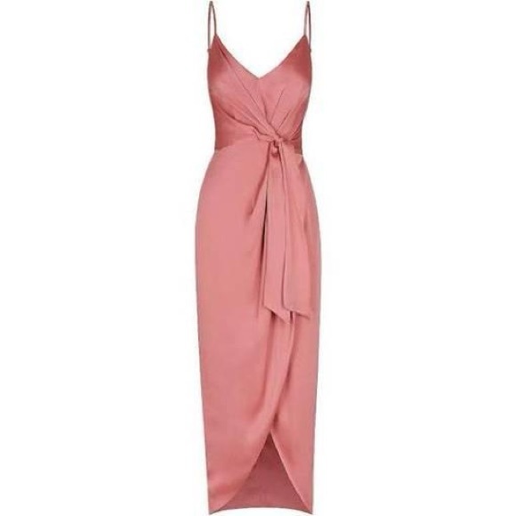 Shona Joy NEW Luxe Tie Front Rose Cocktail Dress Size 8 - Picture 12 of 12